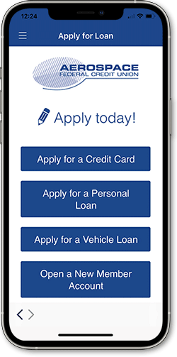 Screenshot of Loan Application in mobile banking app