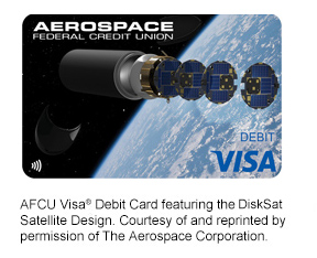 AFCU Visa Debit Card featuring the AeroCube 4 Satellite Design