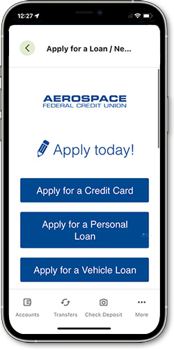 Screenshot of Loan Application in mobile banking app