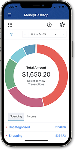 Screenshot of Money Desktop in mobile banking app