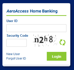 AeroAccess Home Banking prompting for a Security Code to be entered before logging in.